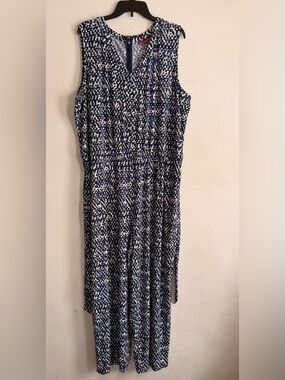 Jessica London Navy & White Sleeveless Jumpsuit Romper